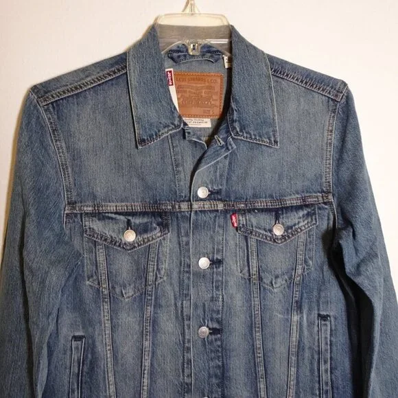 Levi's Premium Series Denim Jacket Trucker Big E Size Small Blue - Picture 2 of 9